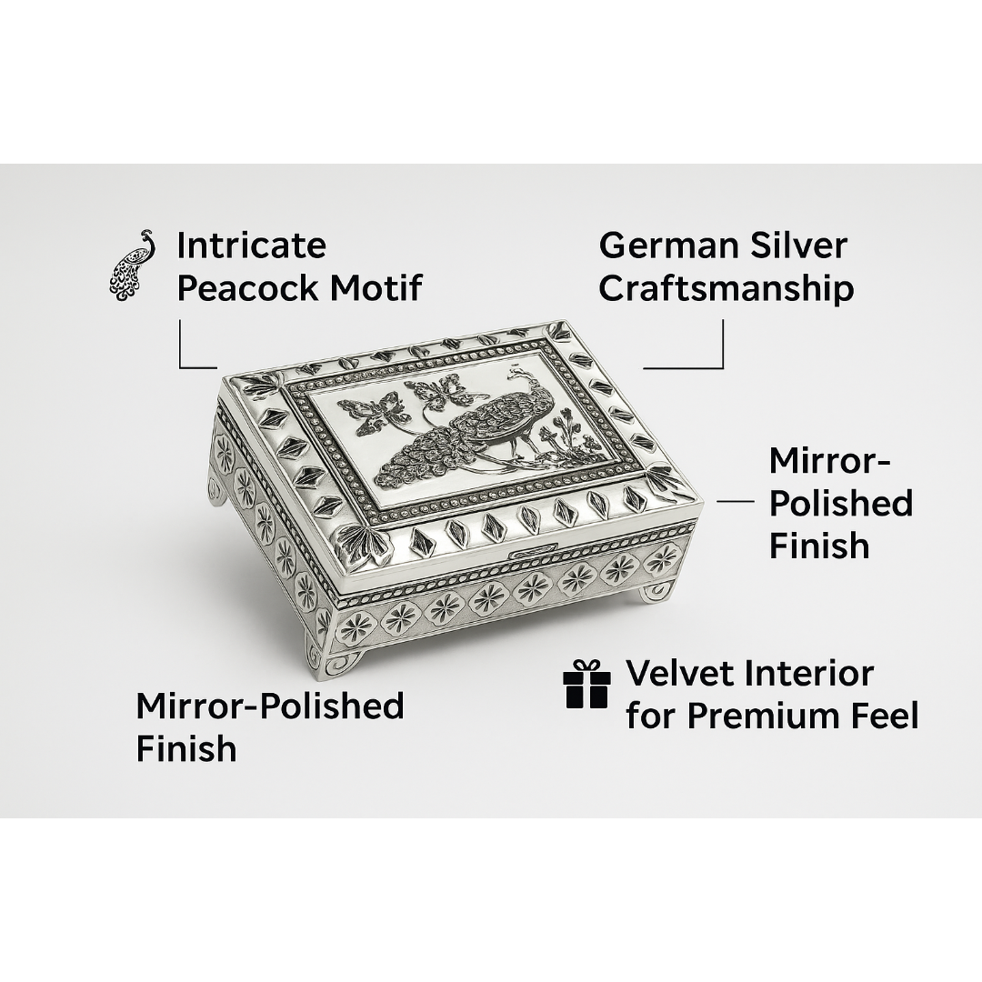Elegant Enamel & Silver Plated Jewellery Box(white)