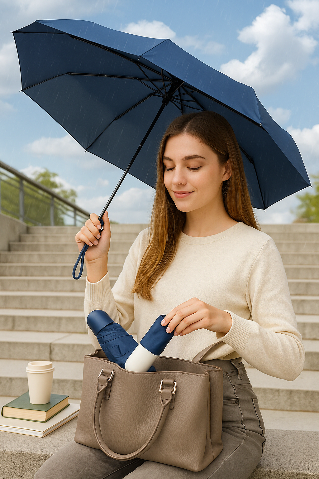 Mini Capsule Umbrella with Case (Blue)