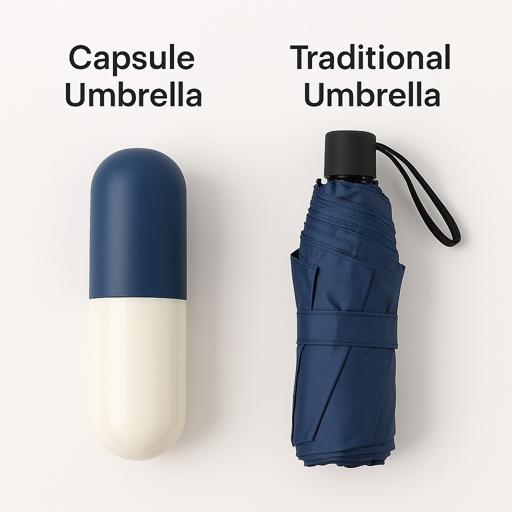 Mini Capsule Umbrella with Case (Blue)