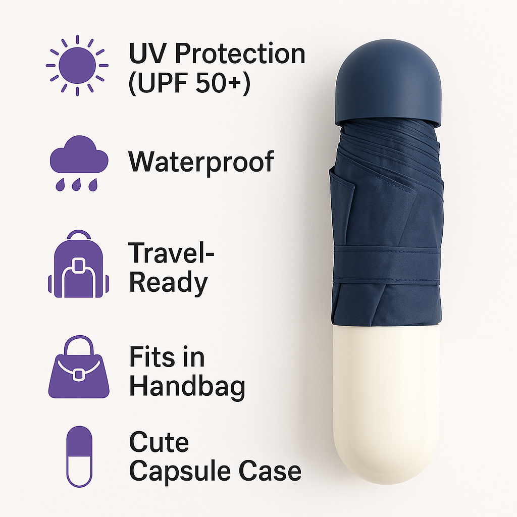 Mini Capsule Umbrella with Case (Blue)